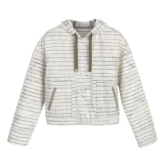 Tory Burch 'Nadia' Print Hooded Crop JacketSmall - Picture 2 of 8